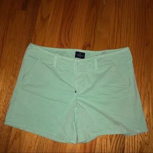 American Eagle Light Green Twill Midi Shorts